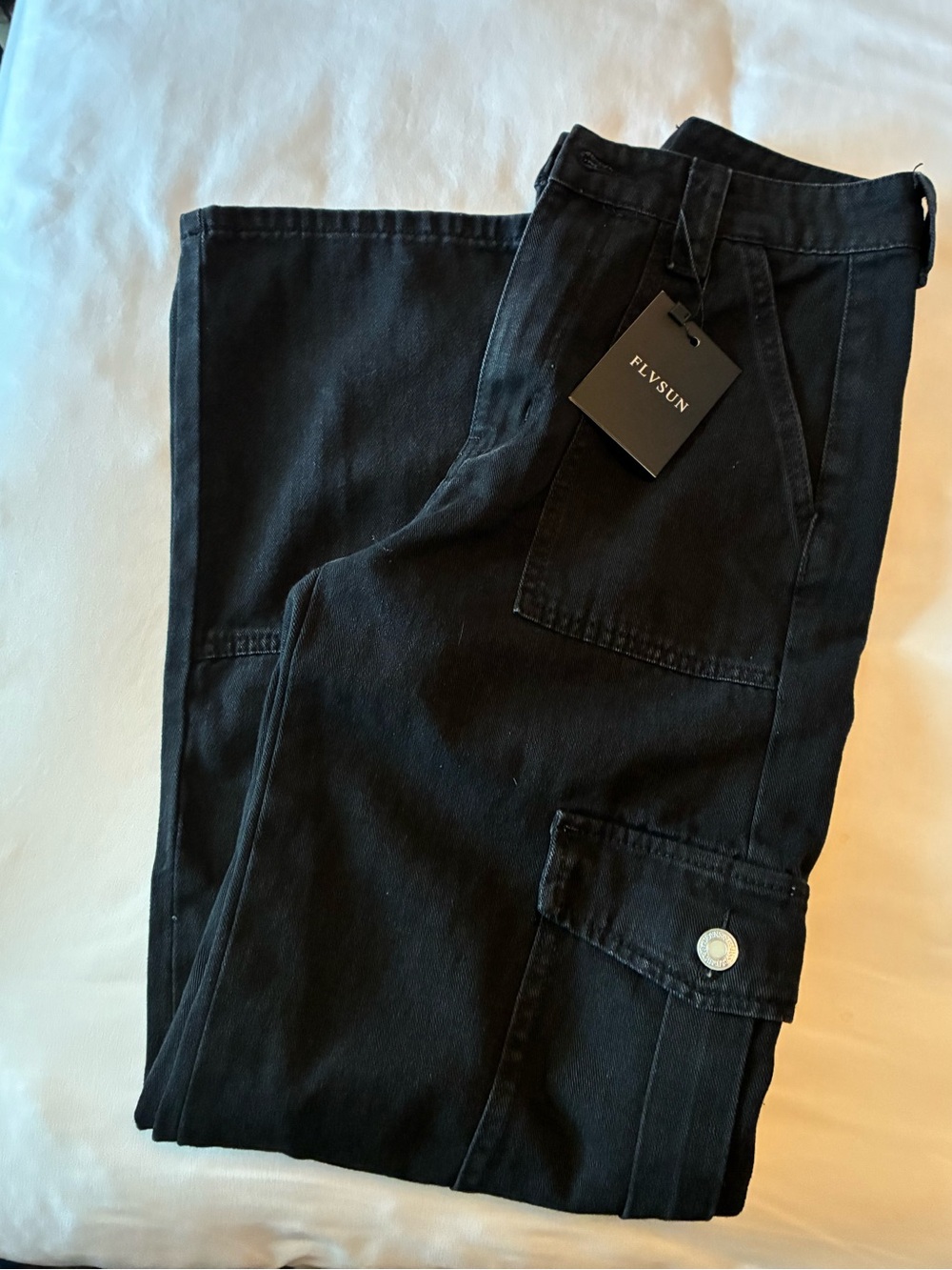 Women's Black Boot-Cut Cargo Pants